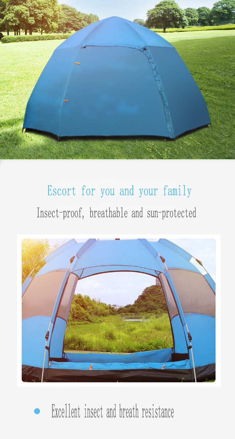 Cheap Goat Tents Automatic multi person double layer 5 8 people hexagonal tent outdoor camping camping rain tent Tents 
